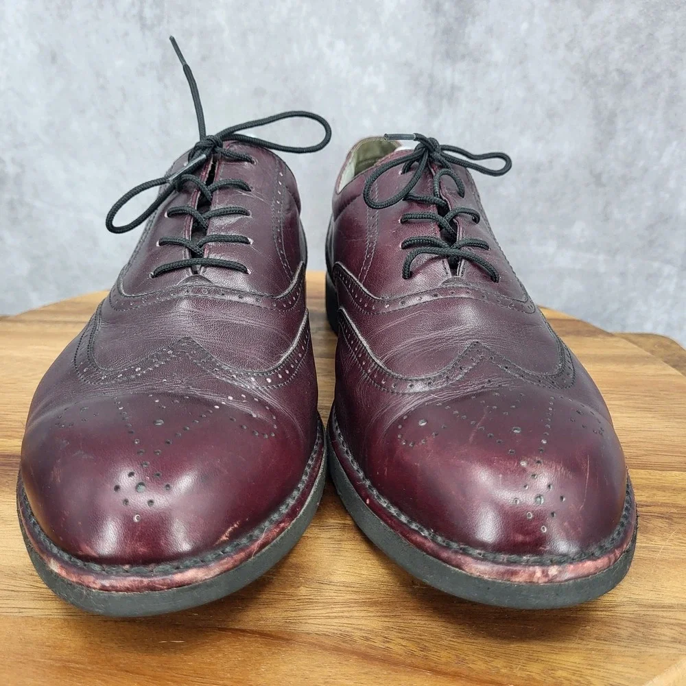 DresSports Rockport Oxford Shoes Mens 11.5 Burgundy Leather Wingtip Brogue Dress